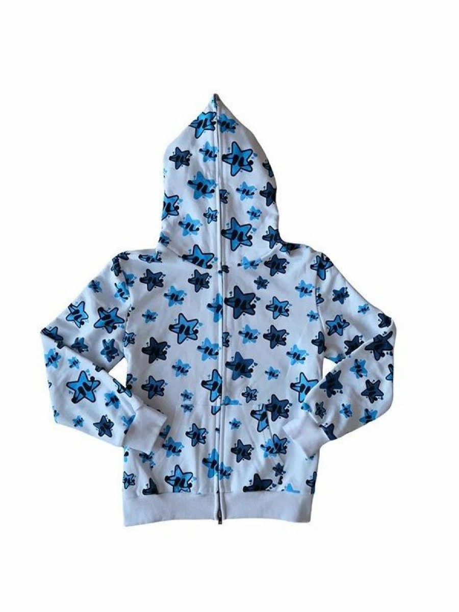 Outerwear | * Allover Star Print Zip Up Hoodie