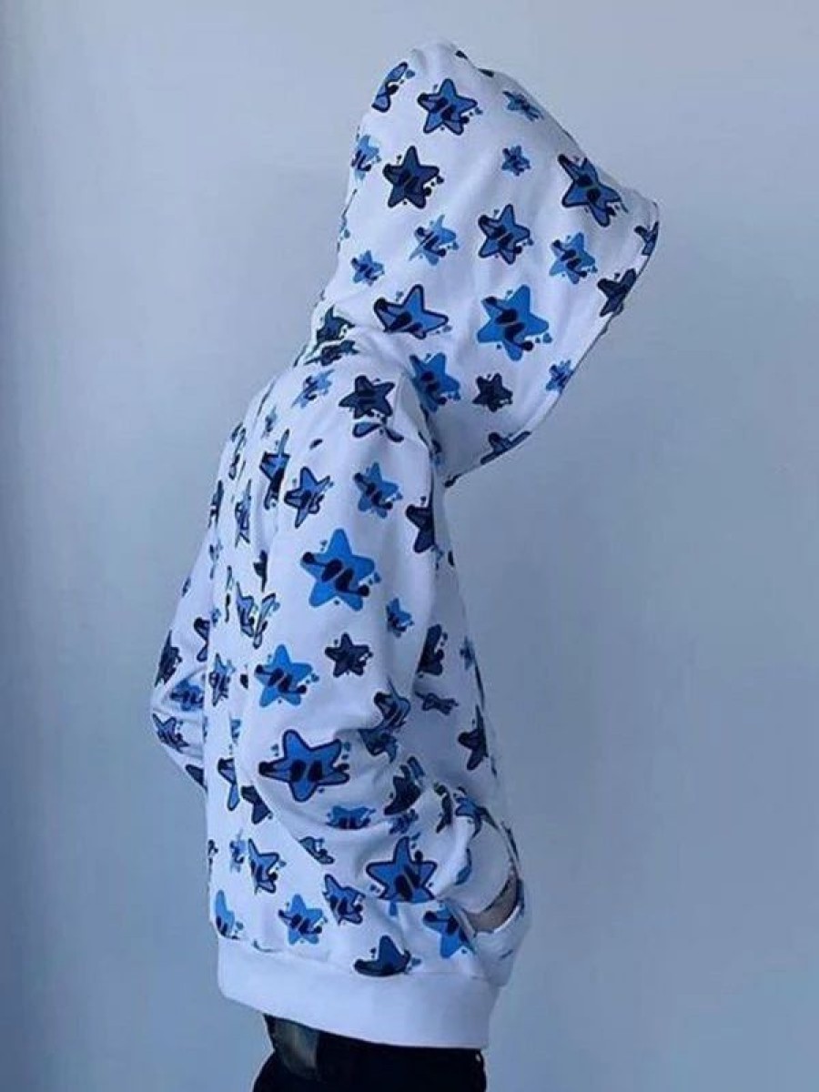 Outerwear | * Allover Star Print Zip Up Hoodie