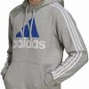 Mens Tops | * Men'S Adidas Medium Grey Heather 3-Stripes Hoodie S