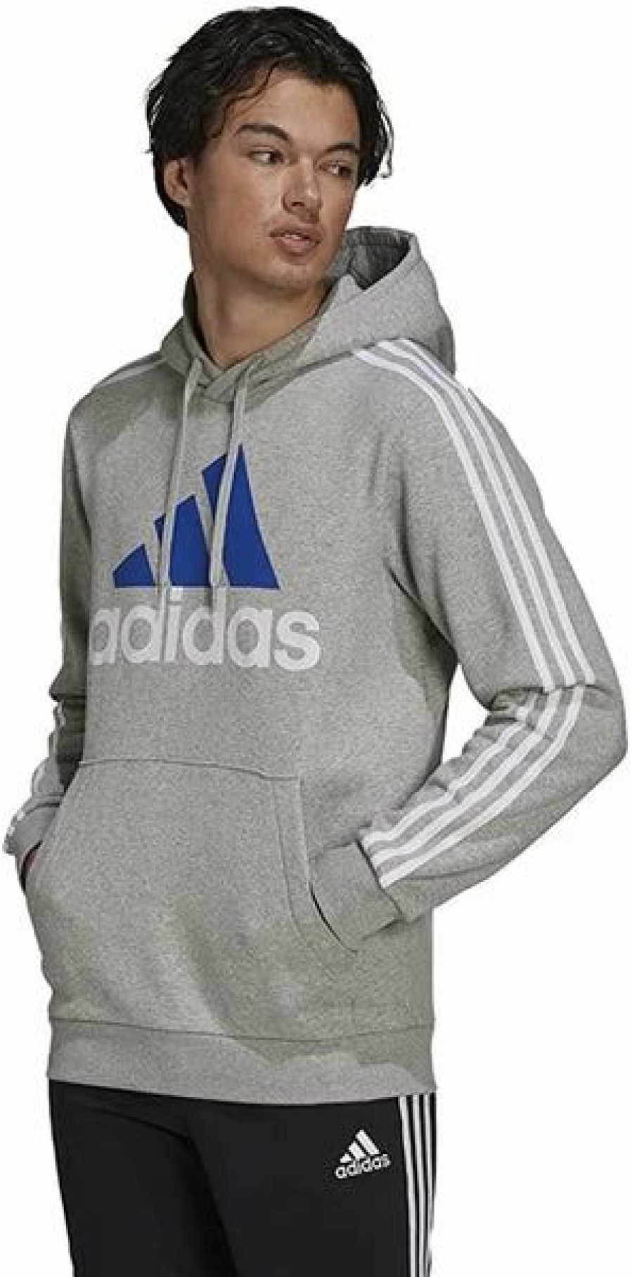 Mens Tops | * Men'S Adidas Medium Grey Heather 3-Stripes Hoodie S