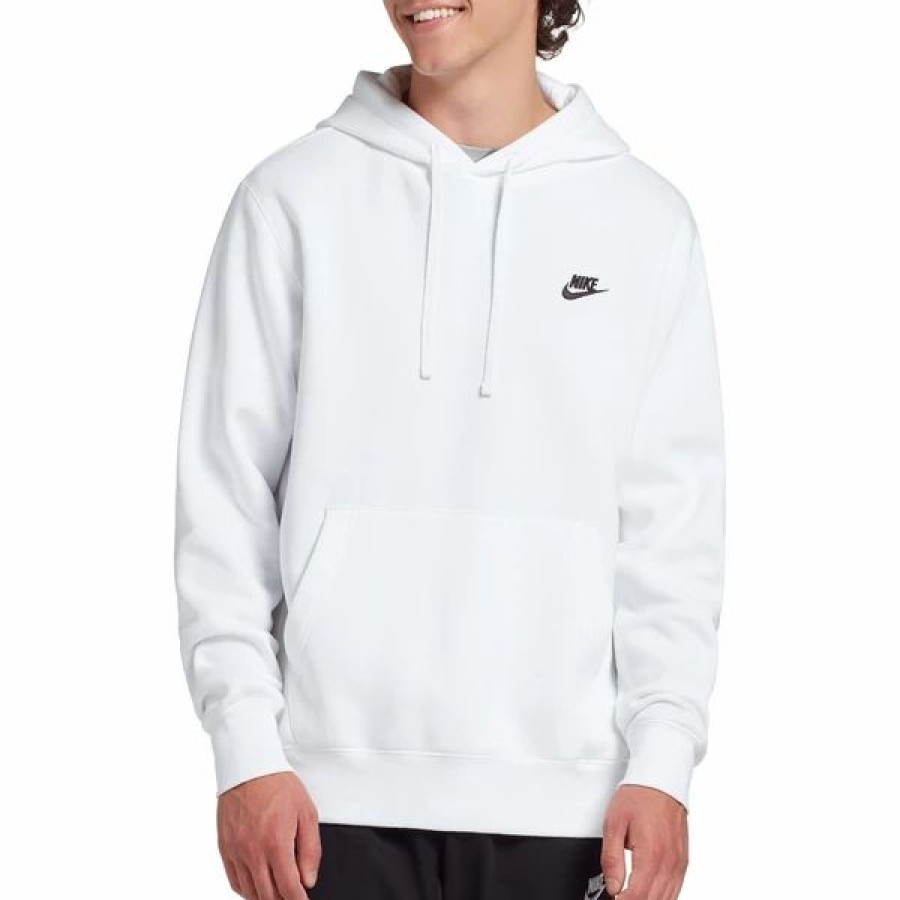 Mens Tops | * Men'S Nike White/Black Sportswear Club Fleece Pullover Hoodie (Bv2654 100) S