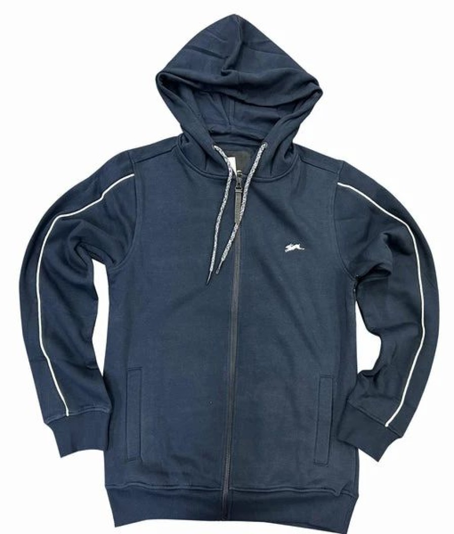 Mens Tops | * Men'S A. Tiziano Navy "Reed" Full Zip Fleece Hoodie M