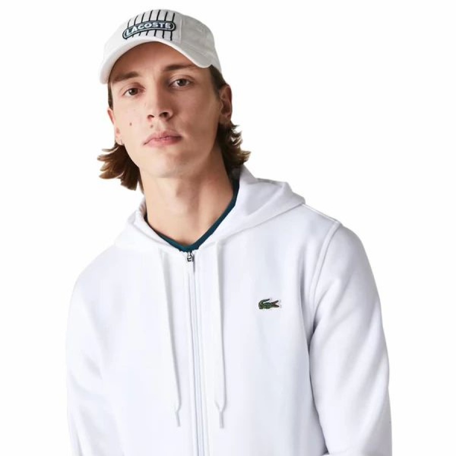 Mens Tops | * Men'S Lacoste White/White Sport Lightweight Bi-Material Hoodie S