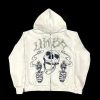 Outerwear | * Men'S Rhinestone Letter Skull Black Zip Up Hoodie