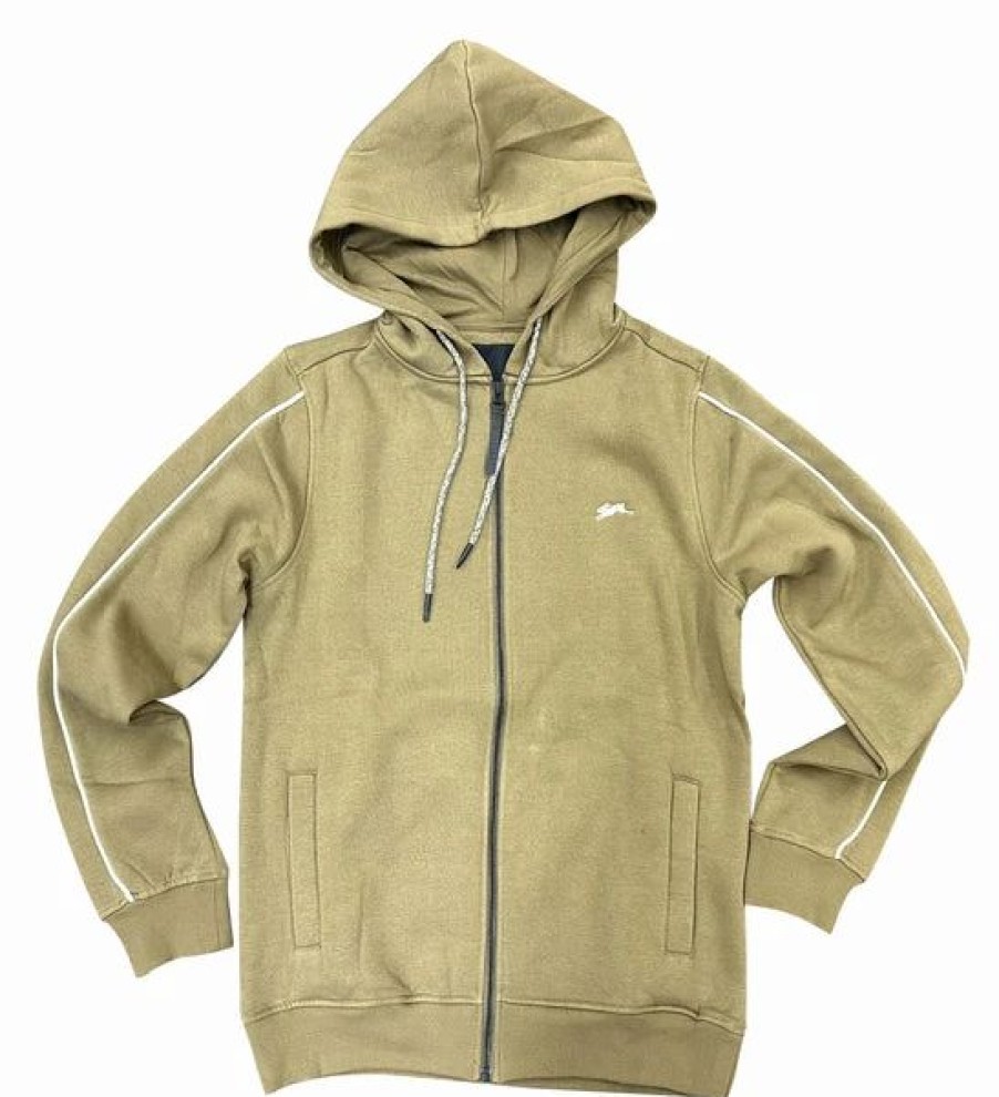 Mens Tops | * Men'S A. Tiziano Olive "Reed" Full Zip Fleece Hoodie M