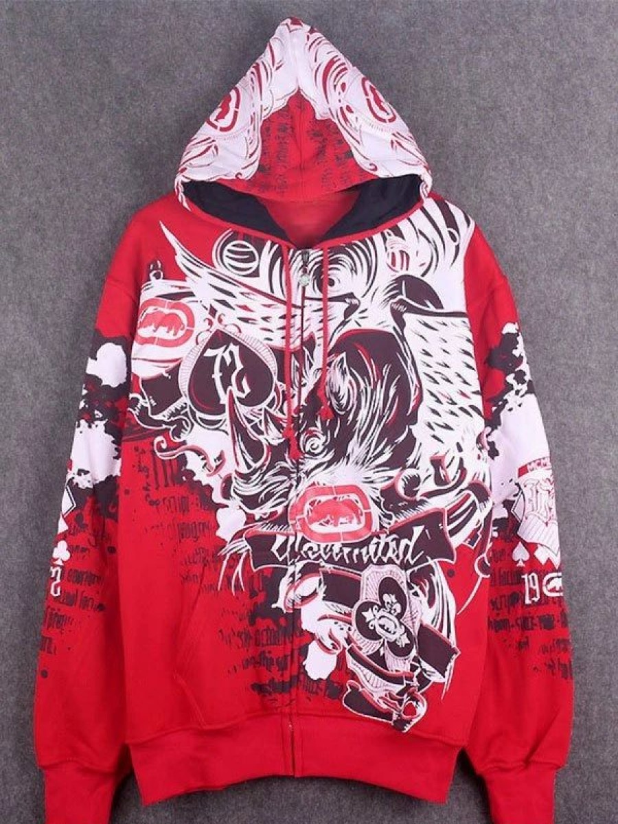 Outerwear | * Men'S Graffiti Print Zipper Hoodie