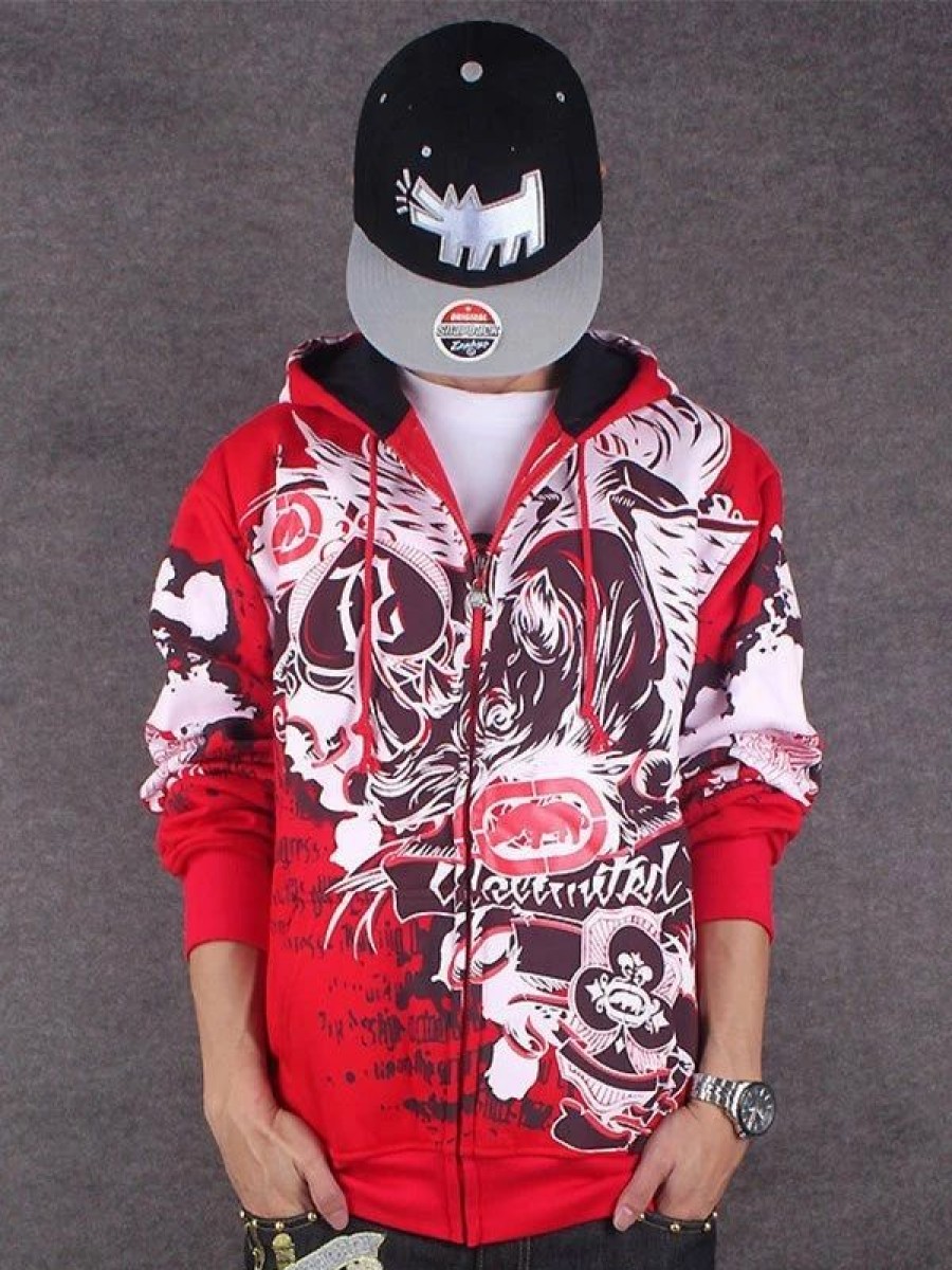 Outerwear | * Men'S Graffiti Print Zipper Hoodie