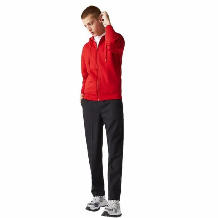 Mens Tops | * Men'S Lacoste Red/Red Sport Lightweight Bi-Material Hoodie 7/2Xl