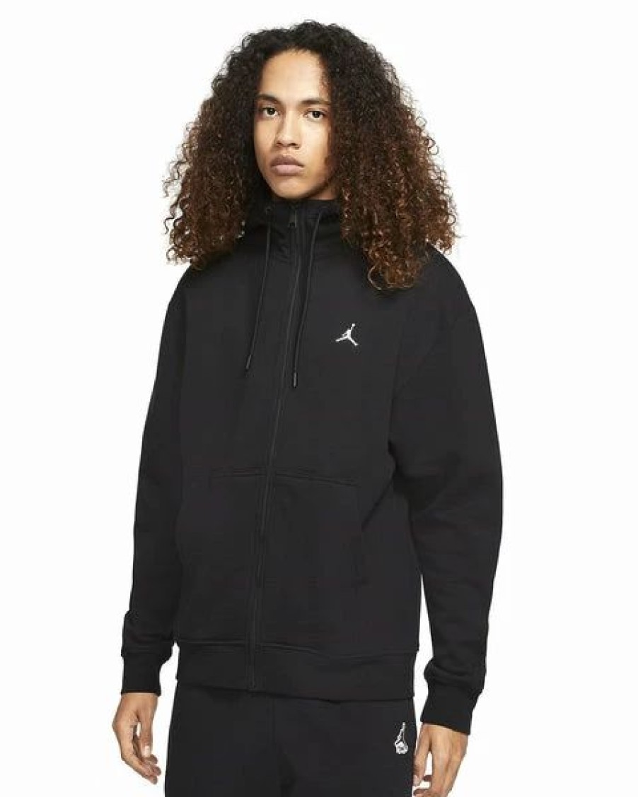 Mens Tops | * Men'S Jordan Black Essentials Fleece Full-Zip Hoodie (Da9810 010) S