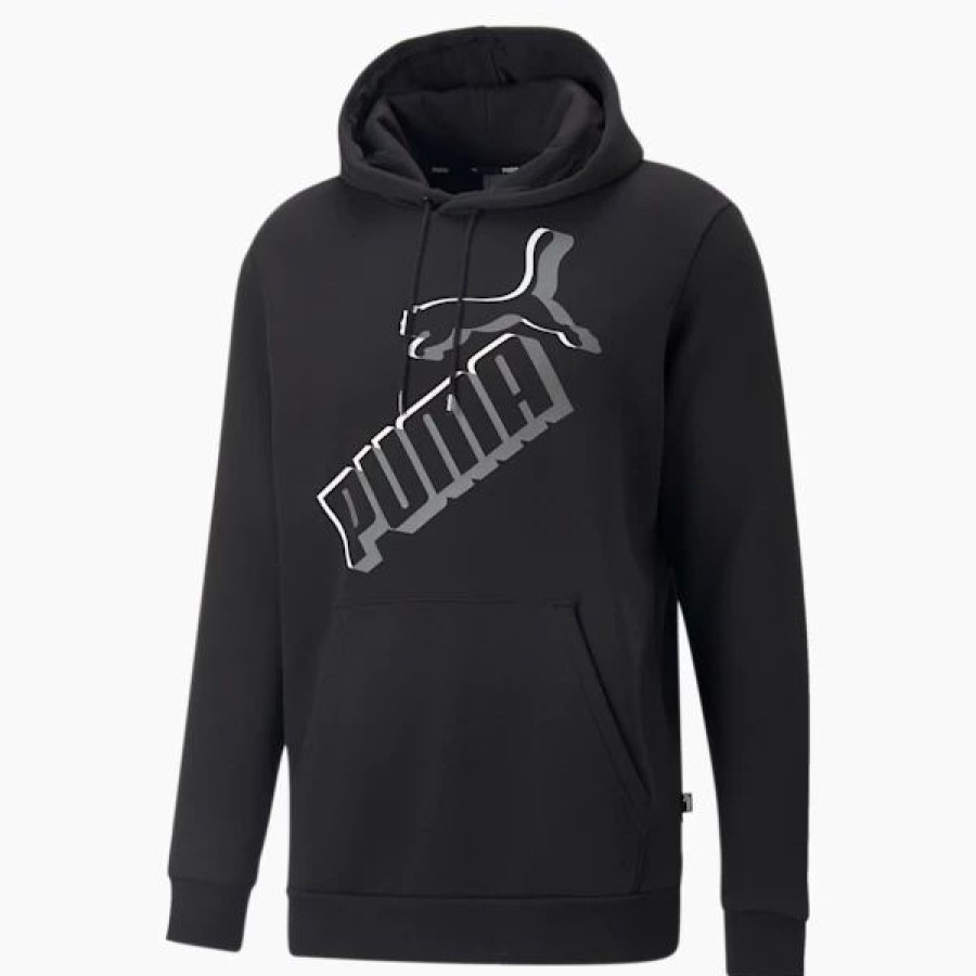 Mens Tops | * Men'S Puma Black Ess+ Big Logo Hoodie (849864 01) S