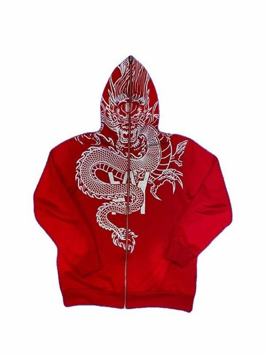 Outerwear | * Men'S Dragon Graphic Zip Up Hoodie