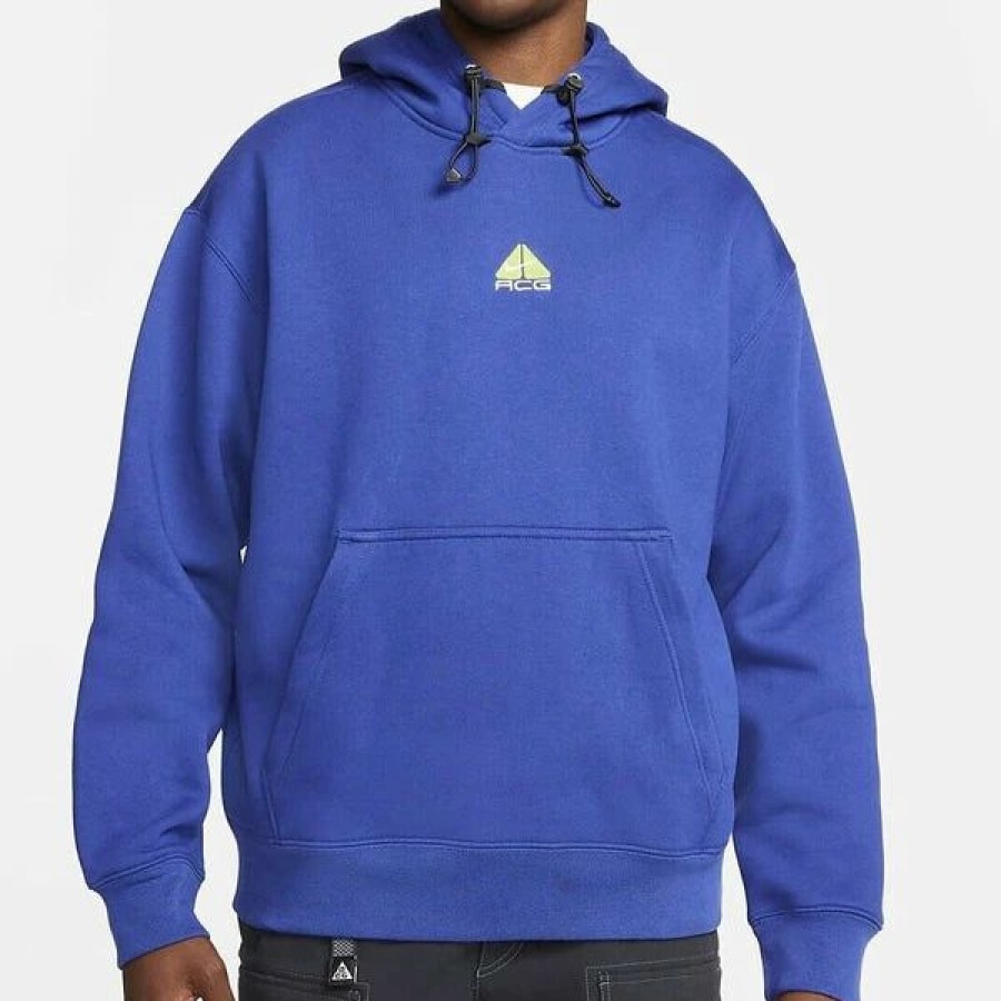 Mens Tops | * Men'S Nike Blue/Volt Acg Therma-Fit Fleece Pullover Hoodie (Dh3087 455) Xs