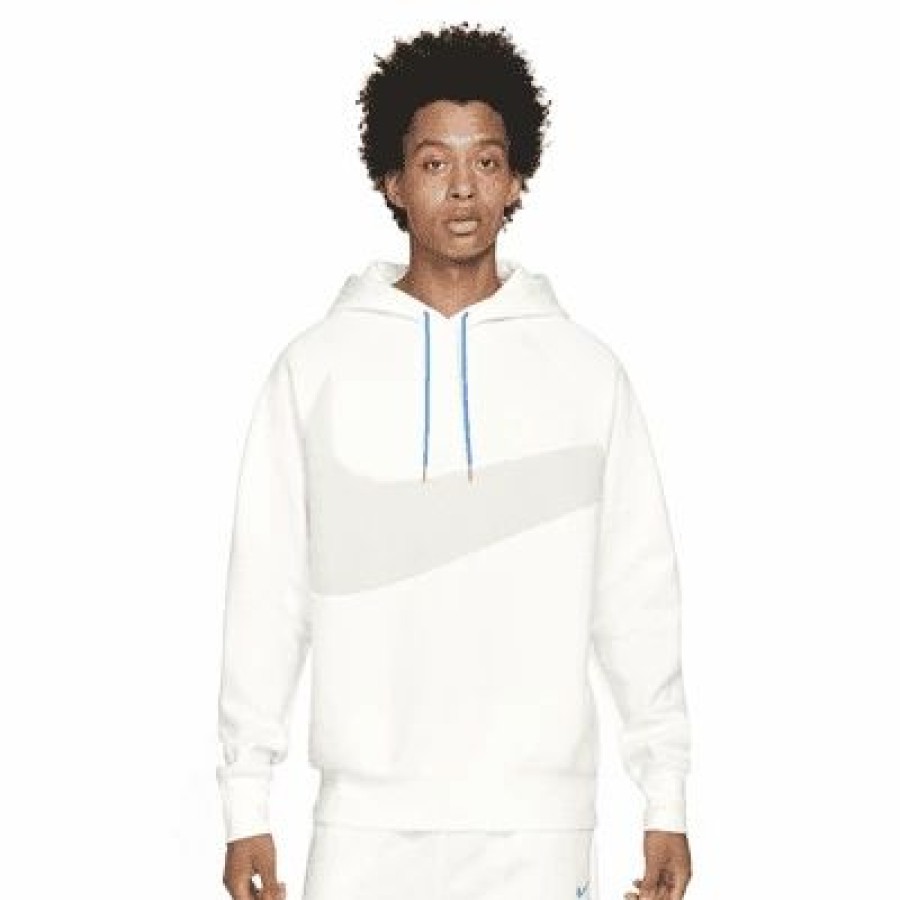 Mens Tops | * Men'S Nike White/Gray Sportswear Swoosh Tech Fleece Pullover Hoodie (Dd8222 133) Xs