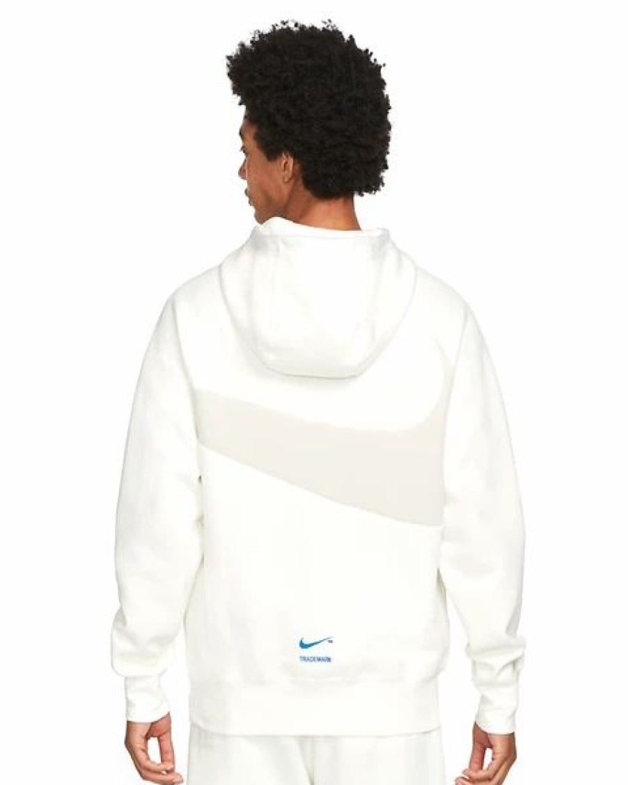 Mens Tops | * Men'S Nike White/Gray Sportswear Swoosh Tech Fleece Pullover Hoodie (Dd8222 133) Xs