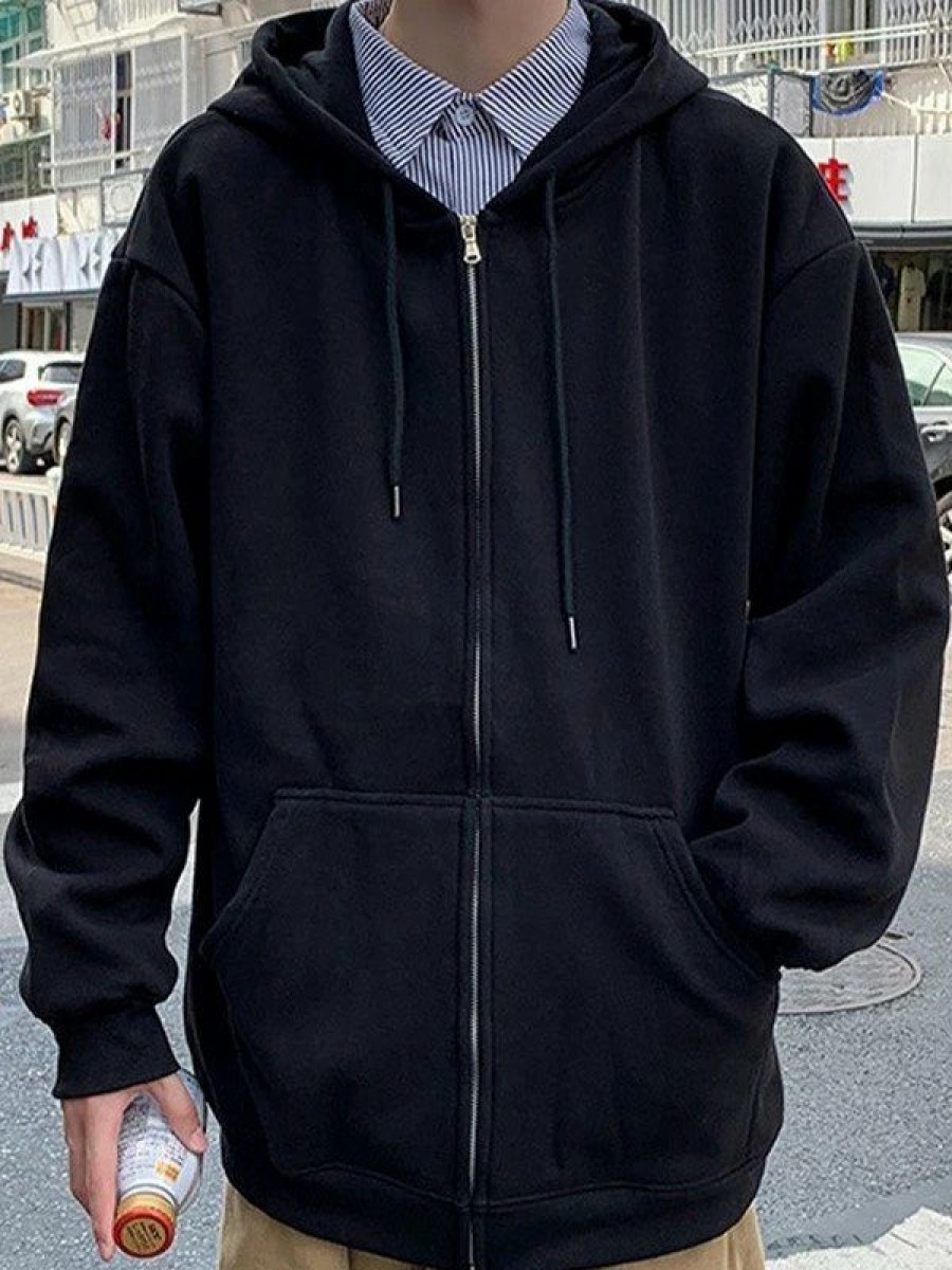 Outerwear | * Men'S Simple Basic Zip Up Hoodie