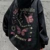 Outerwear | * Men'S Vintage Wash Floral Butterfly Pullover Hoodie