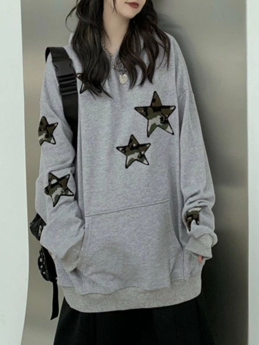 Outerwear | * Men'S Embroidered Camo Star Pullover Hoodie