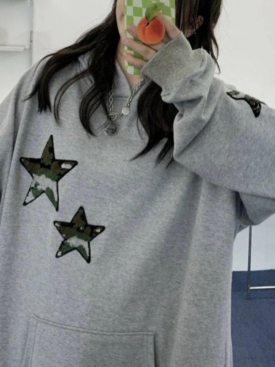 Outerwear | * Men'S Embroidered Camo Star Pullover Hoodie