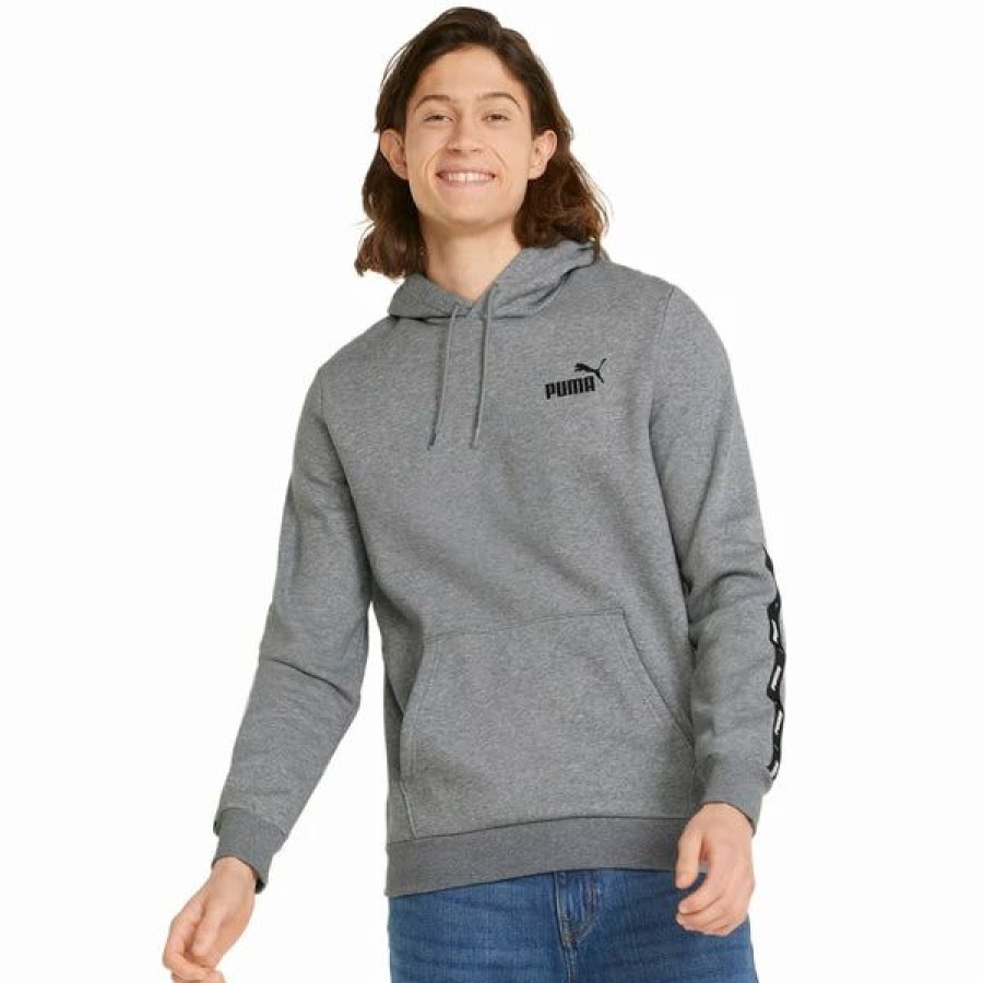 Mens Tops | * Men'S Puma Medium Gray Heather Ess+ Tape Hoodie S