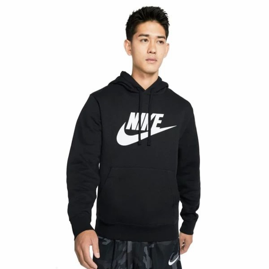 Mens Tops | * Men'S Nike Sportswear Black/White Fleece Graphic Pullover Hoodie (Bv2973 010) S