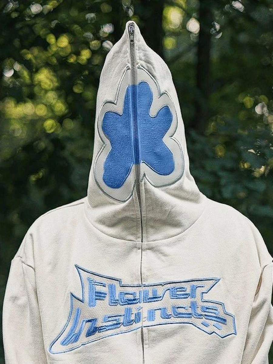 Outerwear | * Men'S Flower Instinct Embroidery Zip Up Hoodie