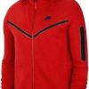 Mens Tops | * Men'S Nike Sportswear Gym Red/Black Tech Fleece Full-Zip Hoodie (Cu4489 657) Xs