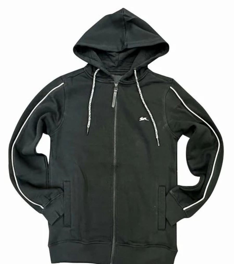 Mens Tops | * Men'S A. Tiziano Black "Reed" Full Zip Fleece Hoodie M