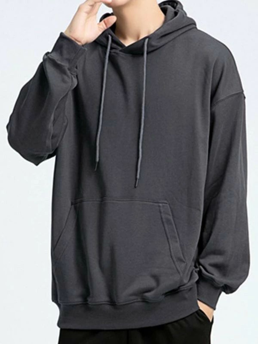 Outerwear | * Men'S Solid Color Pullover Hoodie