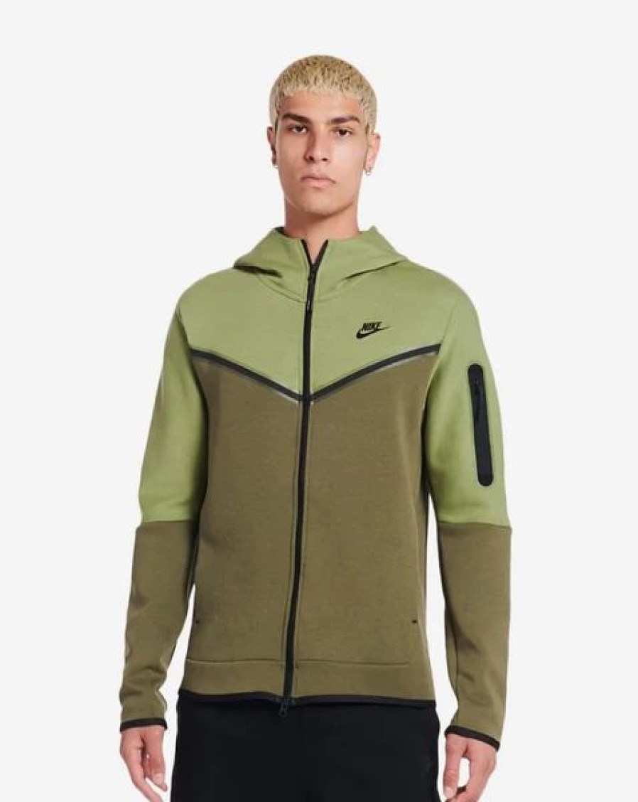 Mens Tops | * Nike Sportswear Alligator/Medium Olive/Black Tech Fleece Full-Zip Hoodie (Cu4489 334) Xs