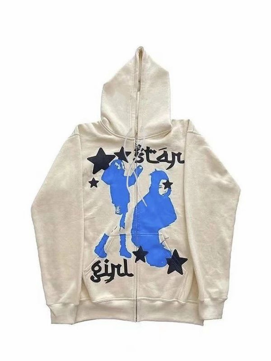 Outerwear | * Star Girl Graphic Zip Up Hoodie