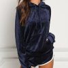 Two-Piece Outfits | * Velvet Pocket Hoodie & Shorts Pajama Set