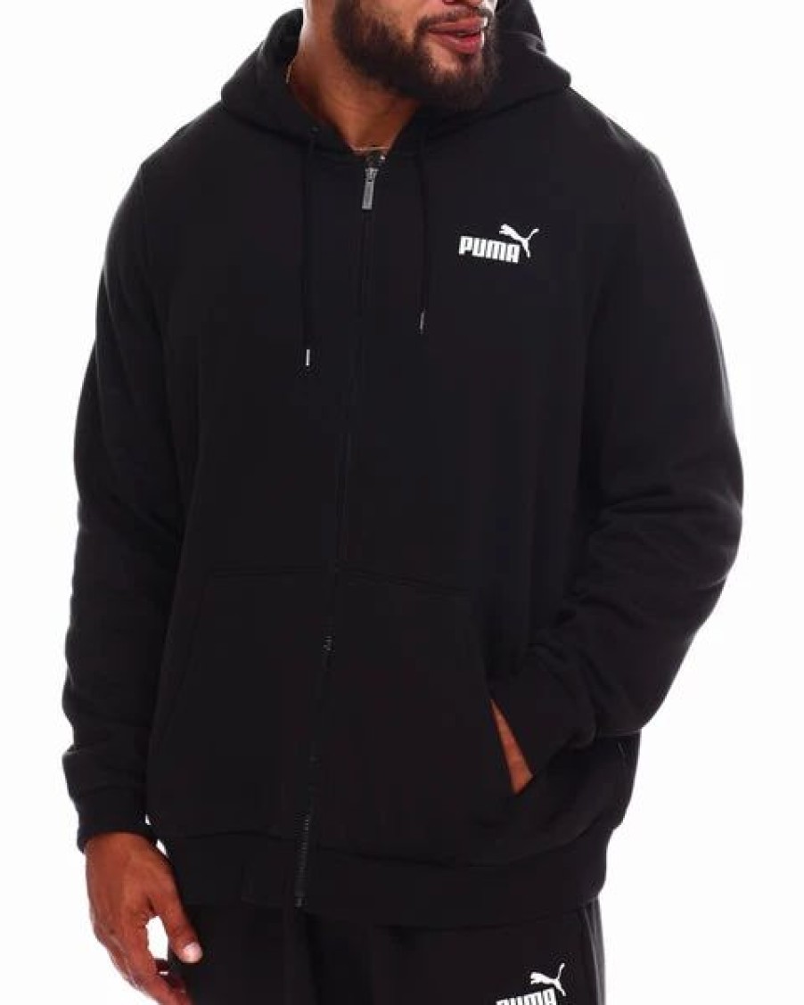 Mens Tops | * Men'S Puma Black Ess Small Logo Full Zip Hoodie Mt