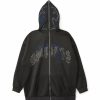 Outerwear | * Men'S Punk Rhinestone Cross Zip Up Hoodie