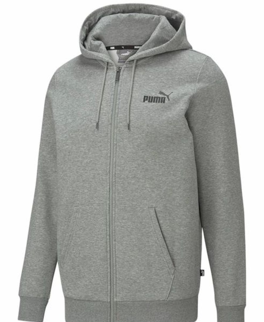 Mens Tops | * Men'S Puma Medium Gray Heather Ess Small Logo Full Zip Hoodie Mt