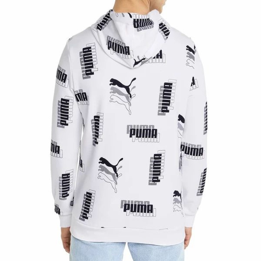 Mens Tops | * Men'S Puma Power Aop Fleece Hoodie (White) S