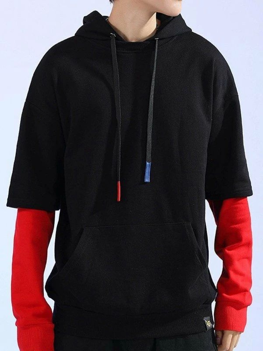 Outerwear | * Men'S Patchwork Pullover Hoodie