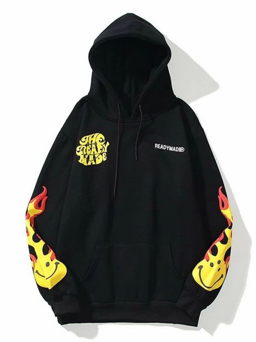 Outerwear | * Men'S Flame Letter Print Hoodie