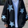 Outerwear | * Men'S Star Patch Zip Up Hoodie