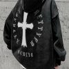 Outerwear | * Men'S Washed Gothic Black Pullover Hoodie