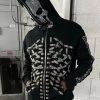 Outerwear | * Men'S Rhinestone Skull Zip Up Hoodie