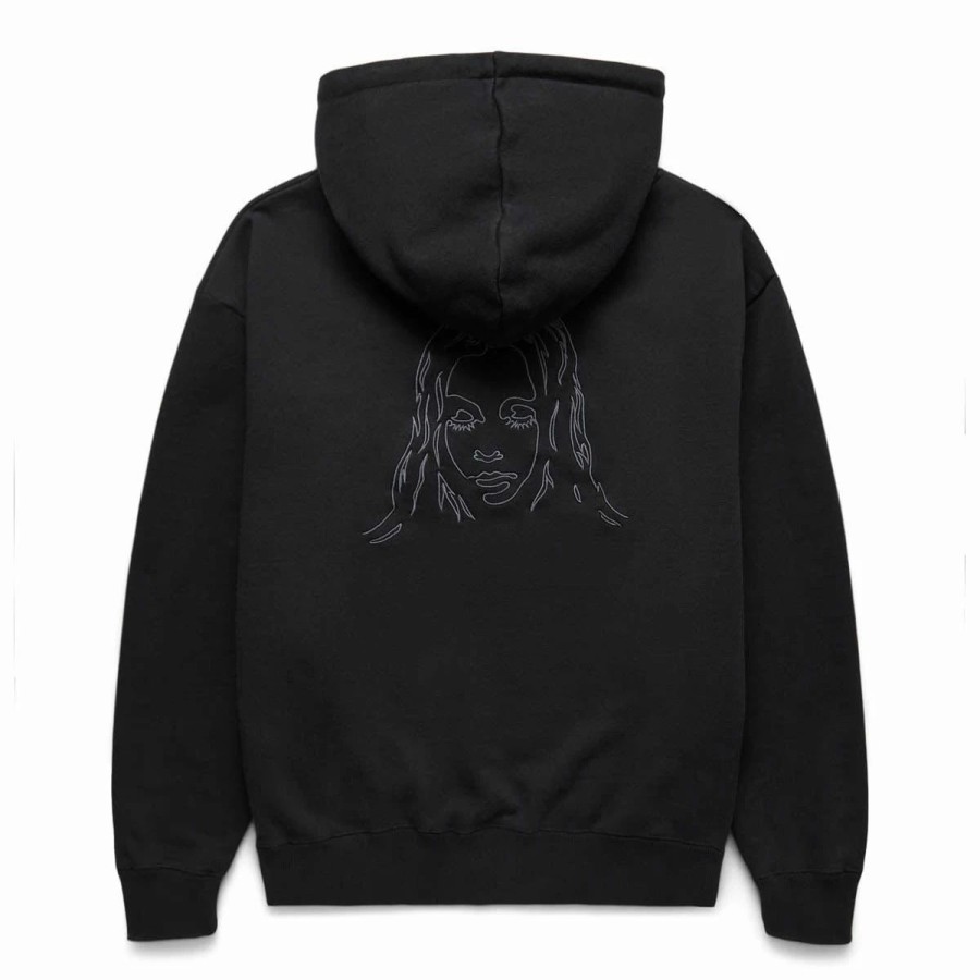 Women'S | * Embroidered Face Sweat Hoodie Black