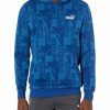 Mens Tops | * Men'S Puma Power Blazing Blue/Lake Blue Aop Fleece Hoodie S