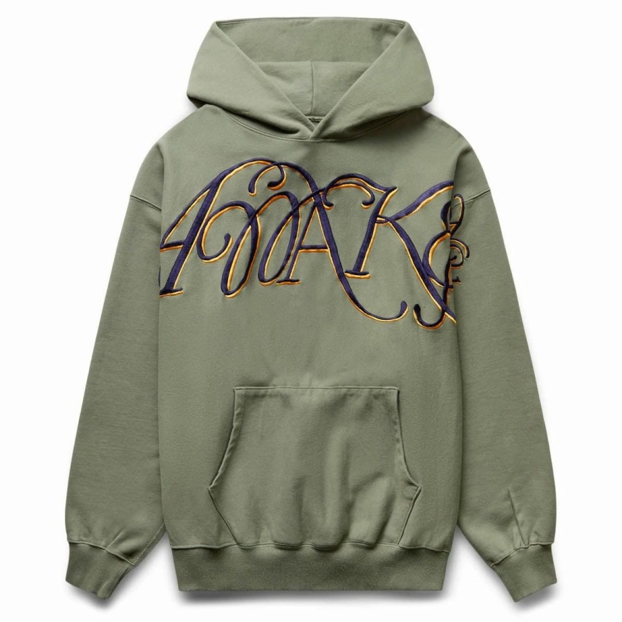 Hoodies & Sweatshirts | * Script Oversized Embroidered Hoodie Sage