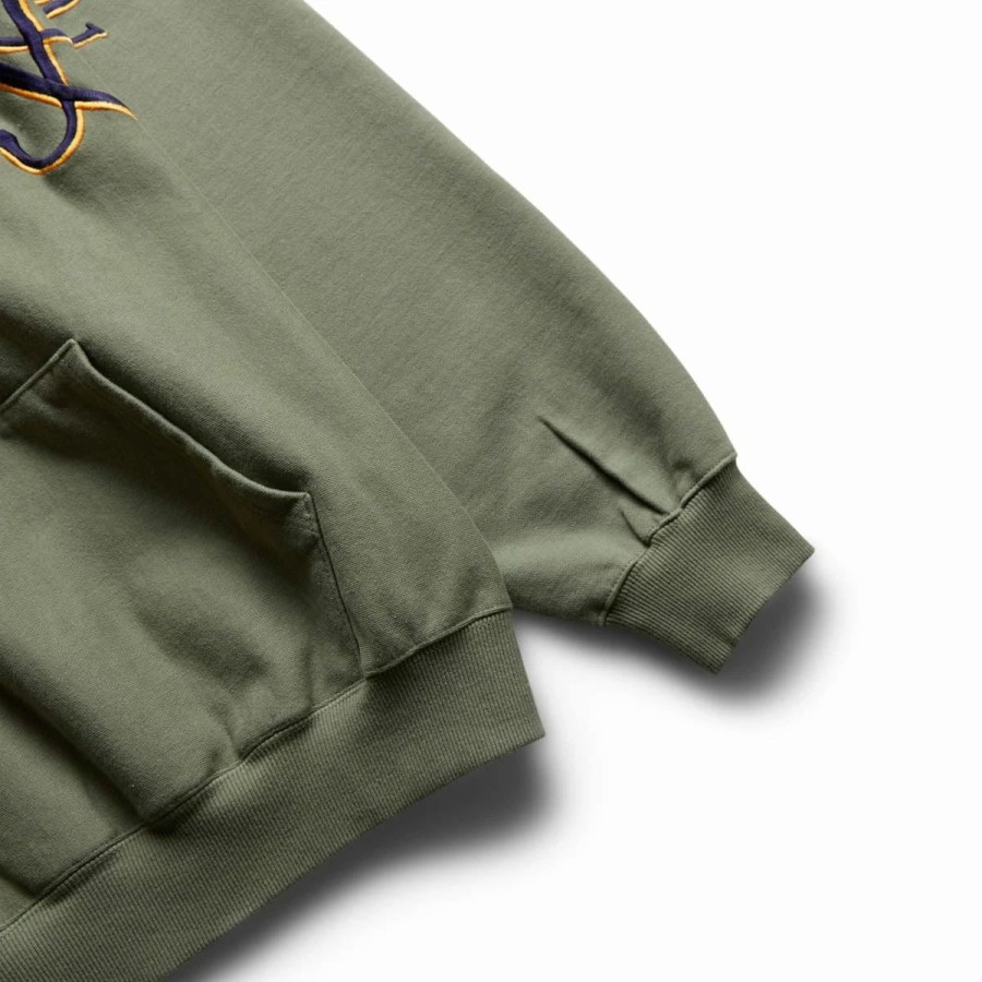 Hoodies & Sweatshirts | * Script Oversized Embroidered Hoodie Sage