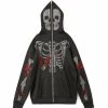 Outerwear | * Men'S Rhinestone Butterfly Skull Zip Up Hoodie