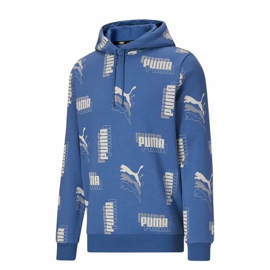 Mens Tops | * Men'S Puma Vallarta Blue Power Aop Fleece Hoodie S