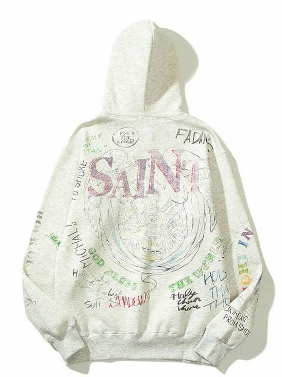 Outerwear | * Men'S Cotton Graffiti Print Hoodie