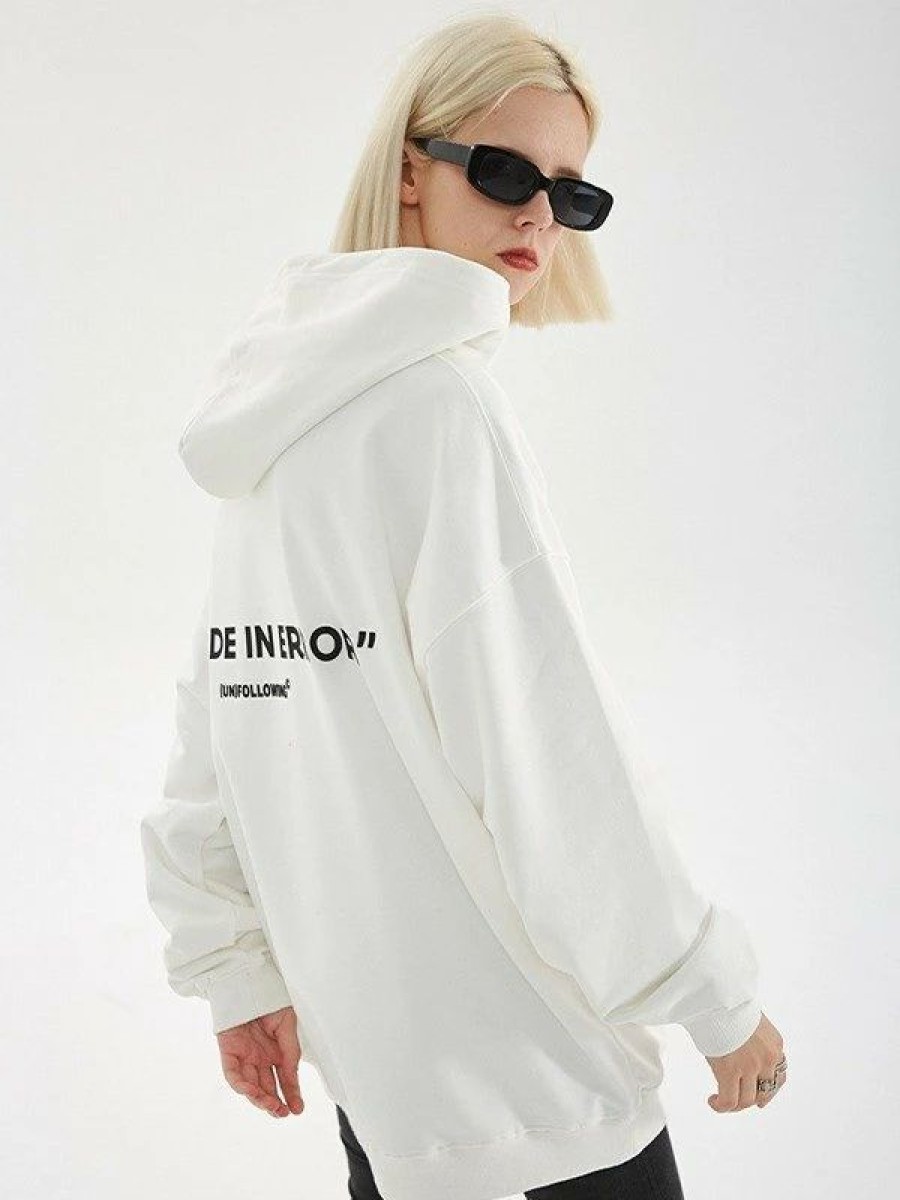 Outerwear | * Uni Letter Print Oversized Hoodie