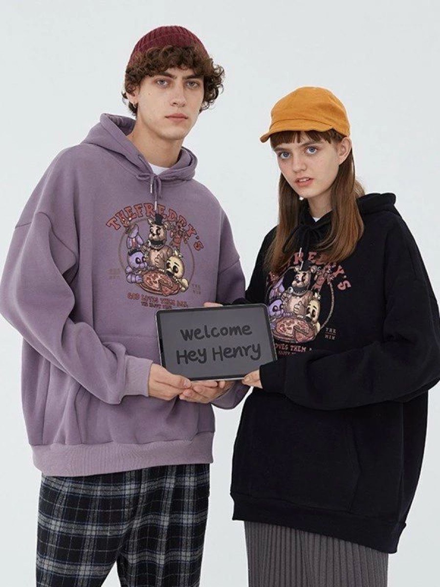 Outerwear | * Uni Loose Fit Cartoon Graphic Hoodie