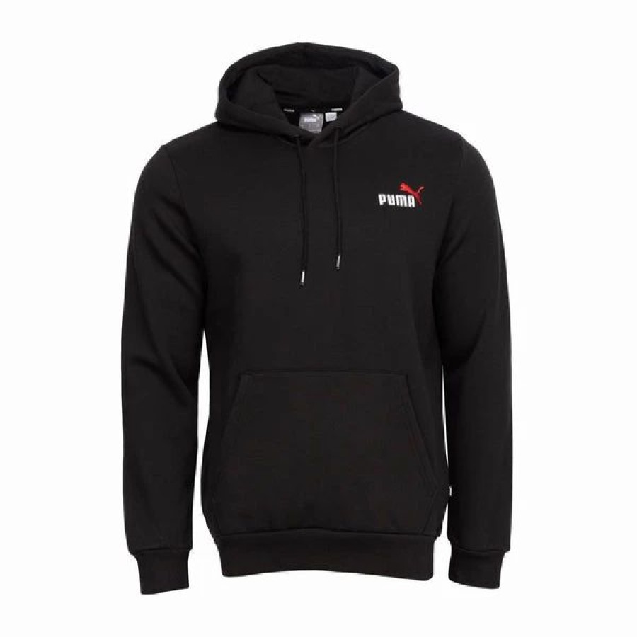 Mens Tops | * Men'S Puma Cotton Black Ess+ Embroidery Logo Hoodie Xxs